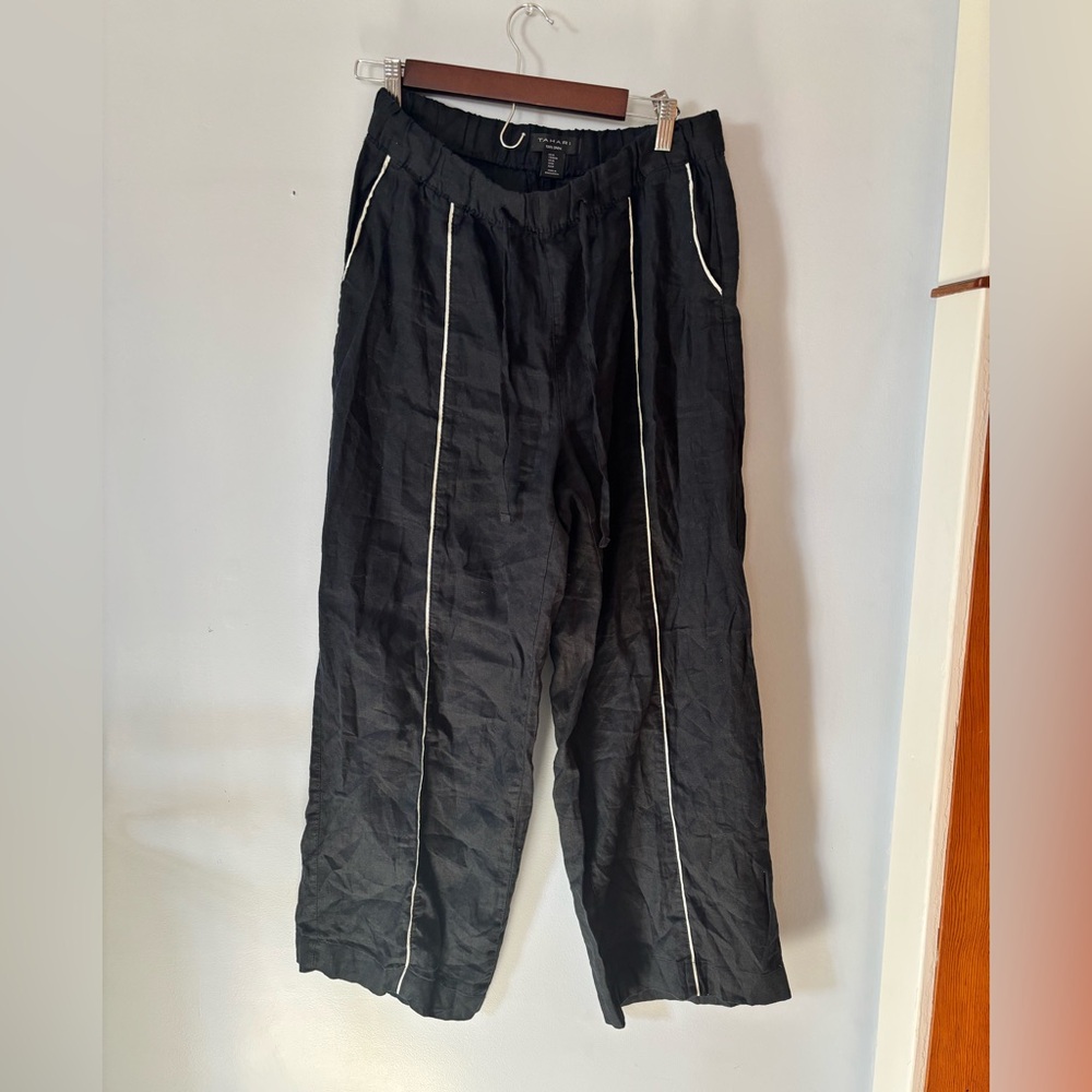 Tahari Black Linen Pants